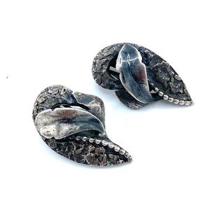 Vintage Silver Tone Clip On Earrings • Estate Jewelry • Costume Jewelry